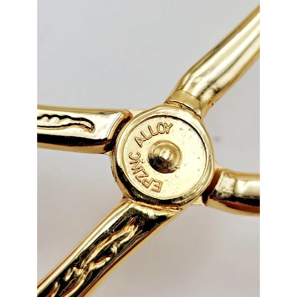 Gold Tone Ornate Floral Tongs EP Zinc Alloy 8 Inch Serving Utensil